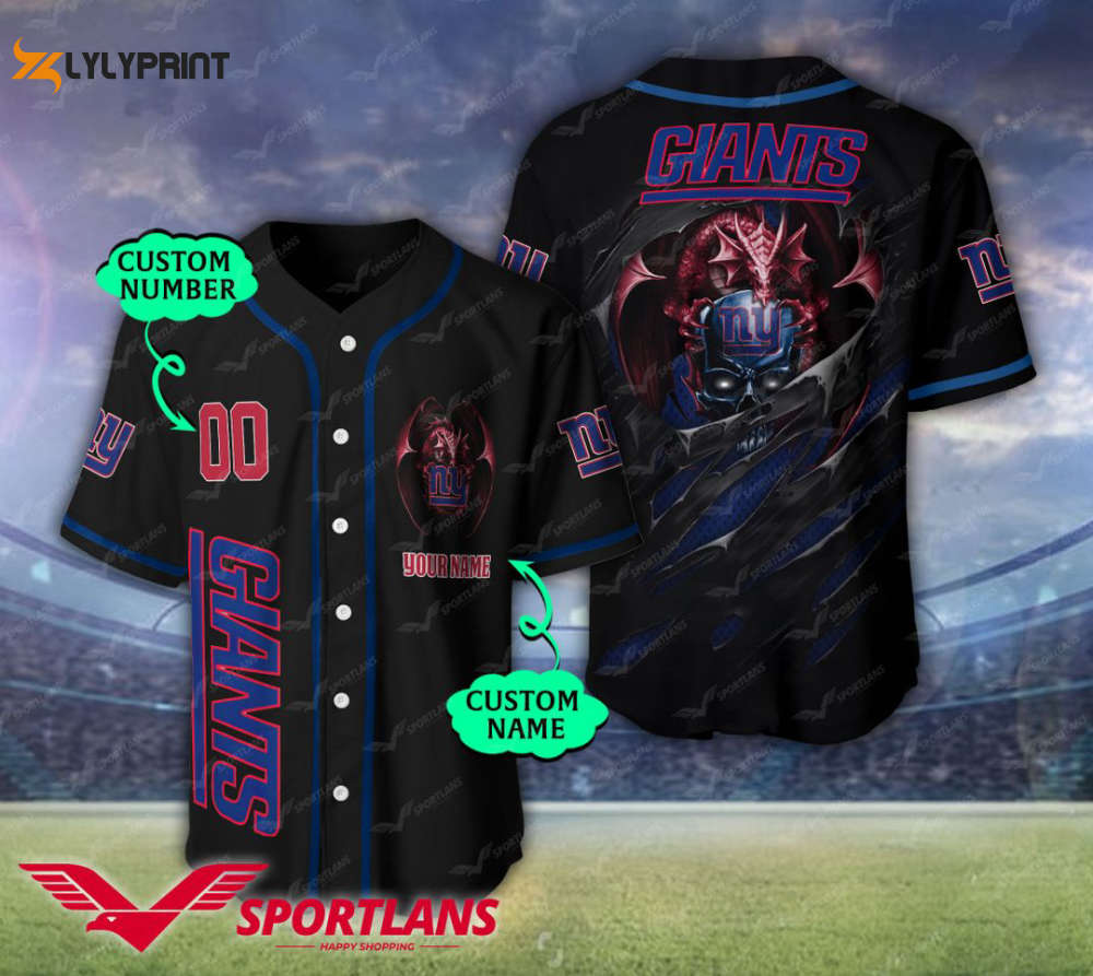 New York Giants Personalized Baseball Jersey BJ0186 - lylyprint.com baseball jersey product view 1