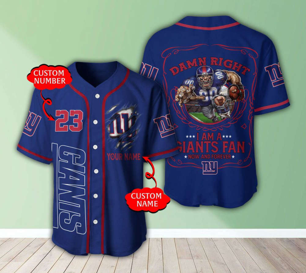 New York Giants Personalized Baseball Jersey Fan Gifts - lylyprint.com baseball jersey product view 3