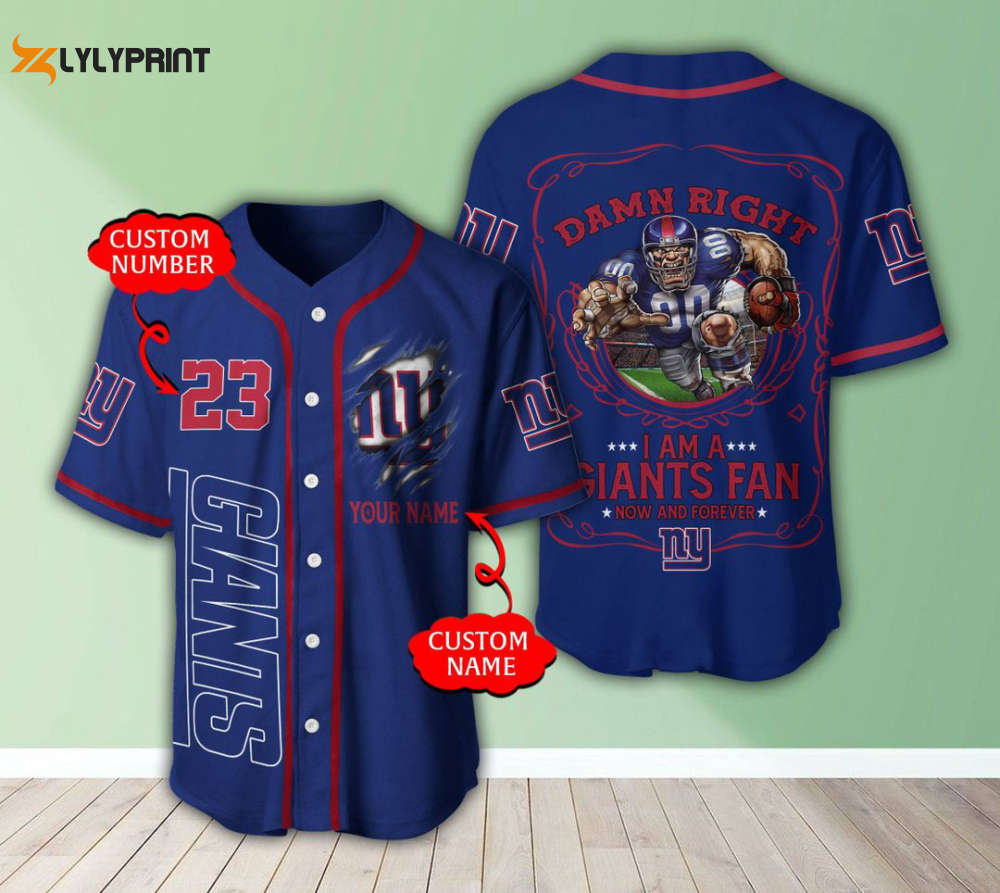 New York Giants Personalized Baseball Jersey Fan Gifts - lylyprint.com baseball jersey product view 1