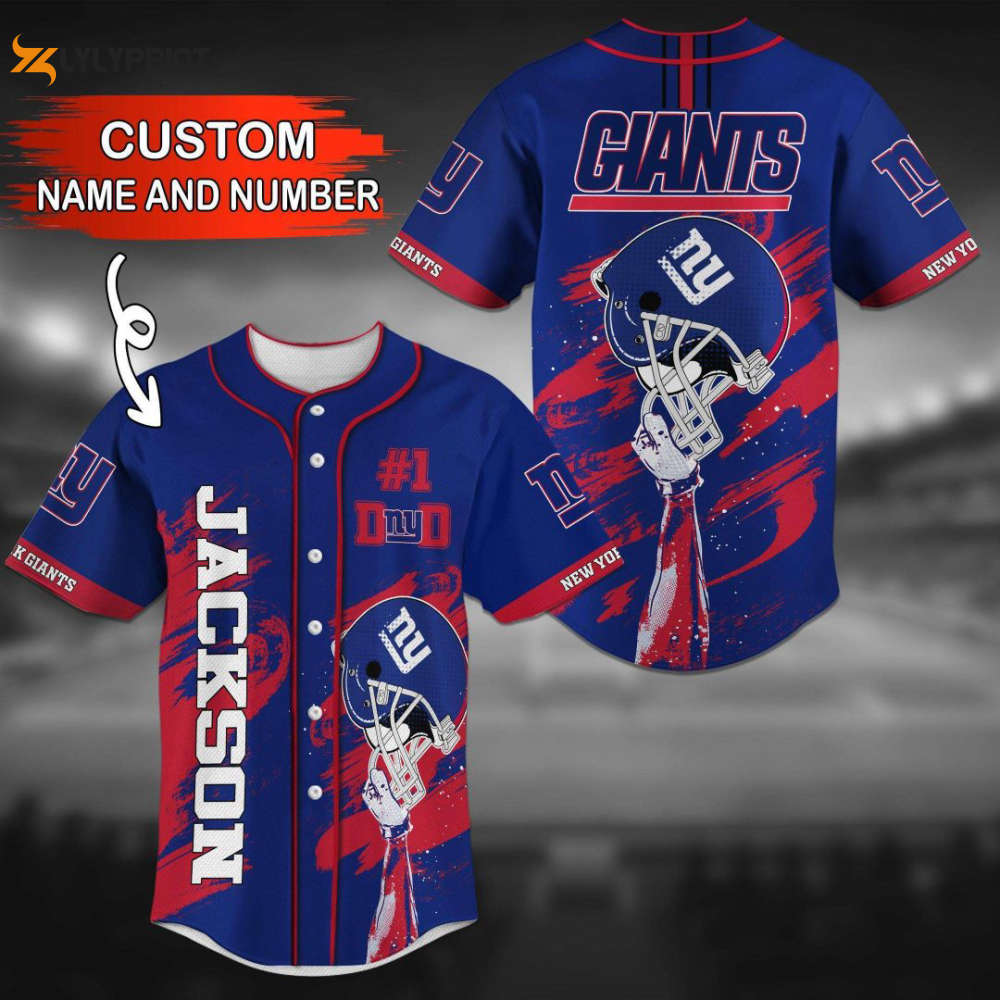 New York Giants Personalized Baseball Jersey - lylyprint.com baseball jersey product view 1