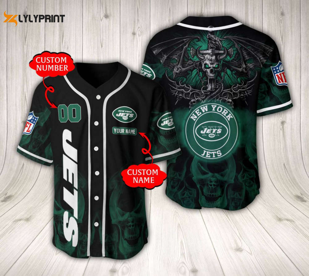New York Jets Baseball Jersey Custom Name And Number Gift for Men Dad - lylyprint.com baseball jersey product view 1