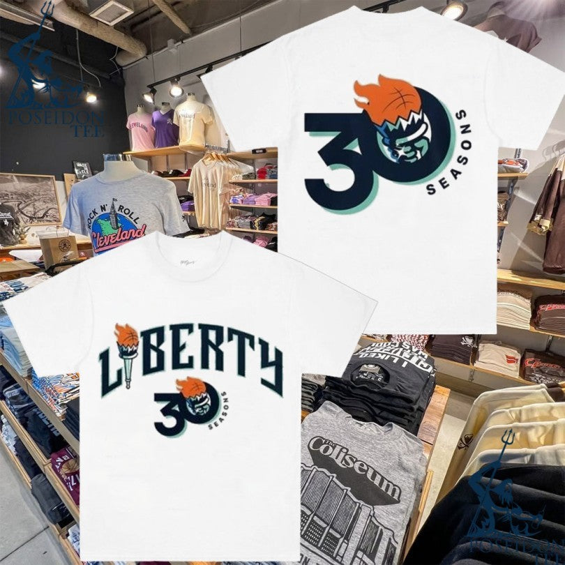 New York Liberty Anniversary 30 Seasons Of Lighting It Up 2026 T-shirt Unisex T-shirt, Sweatshirt, Hoodie, Long Sleeve Tee - T-Shirt, Sweatshirt, Hoodie