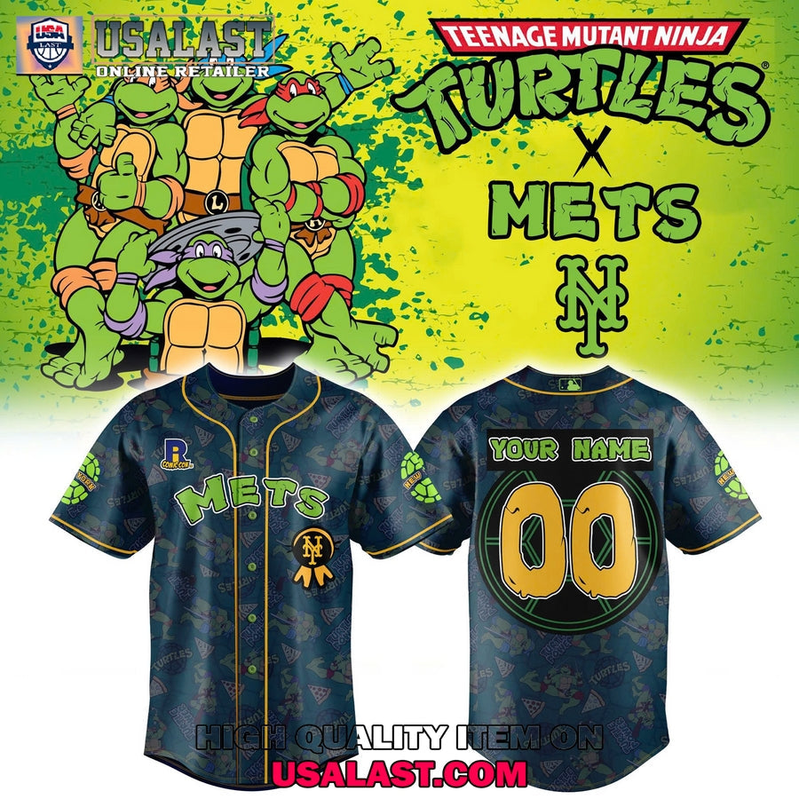 New York Mets x Ninja Turtles Personalized Baseball Jersey baseball jersey product view 1