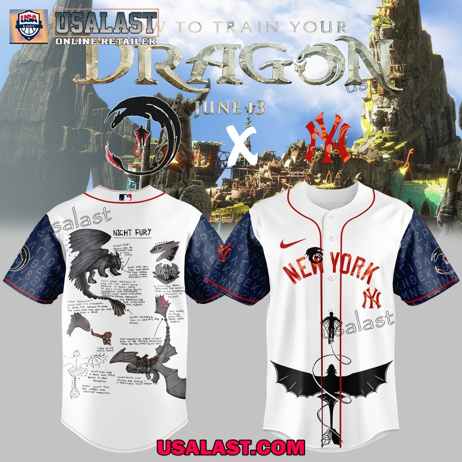 New York Yankees Night Fury Dragon Adult Kid Jersey Shirt baseball jersey product view 1