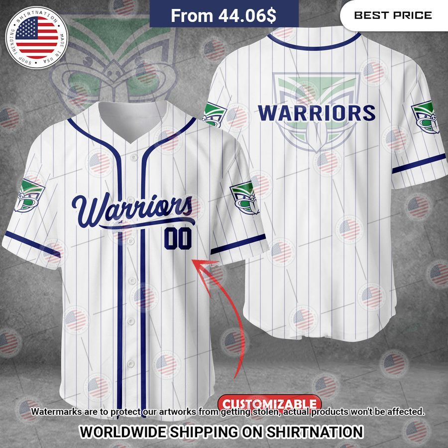 New Zealand Warriors Custom Baseball Jersey baseball jersey product view 1