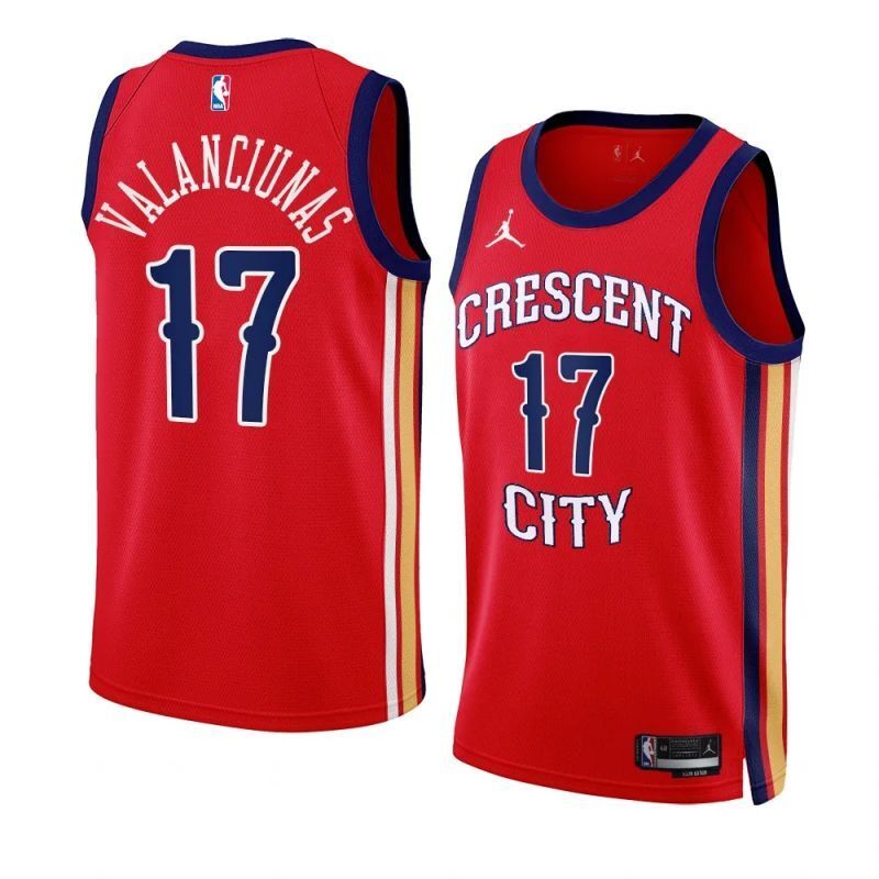 new orleans pelicans #17 jonas valanciunas 2023-24 statement edition red swingman jersey Basketball Jersey basketball jersey product view 1