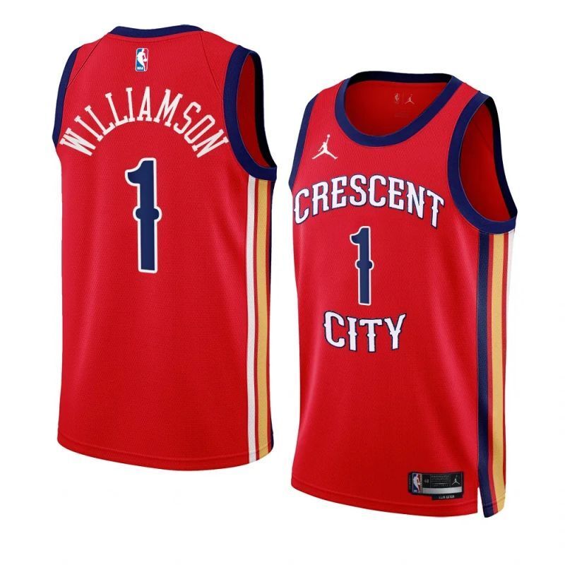 new orleans pelicans #1 zion williamson 2023-24 statement edition red swingman jersey Basketball Jersey basketball jersey product view 1