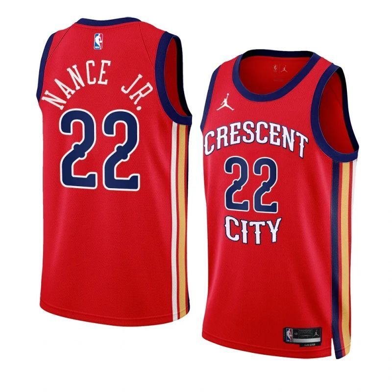 new orleans pelicans #22 larry nance jr. 2023-24 statement edition red swingman jersey Basketball Jersey basketball jersey product view 1