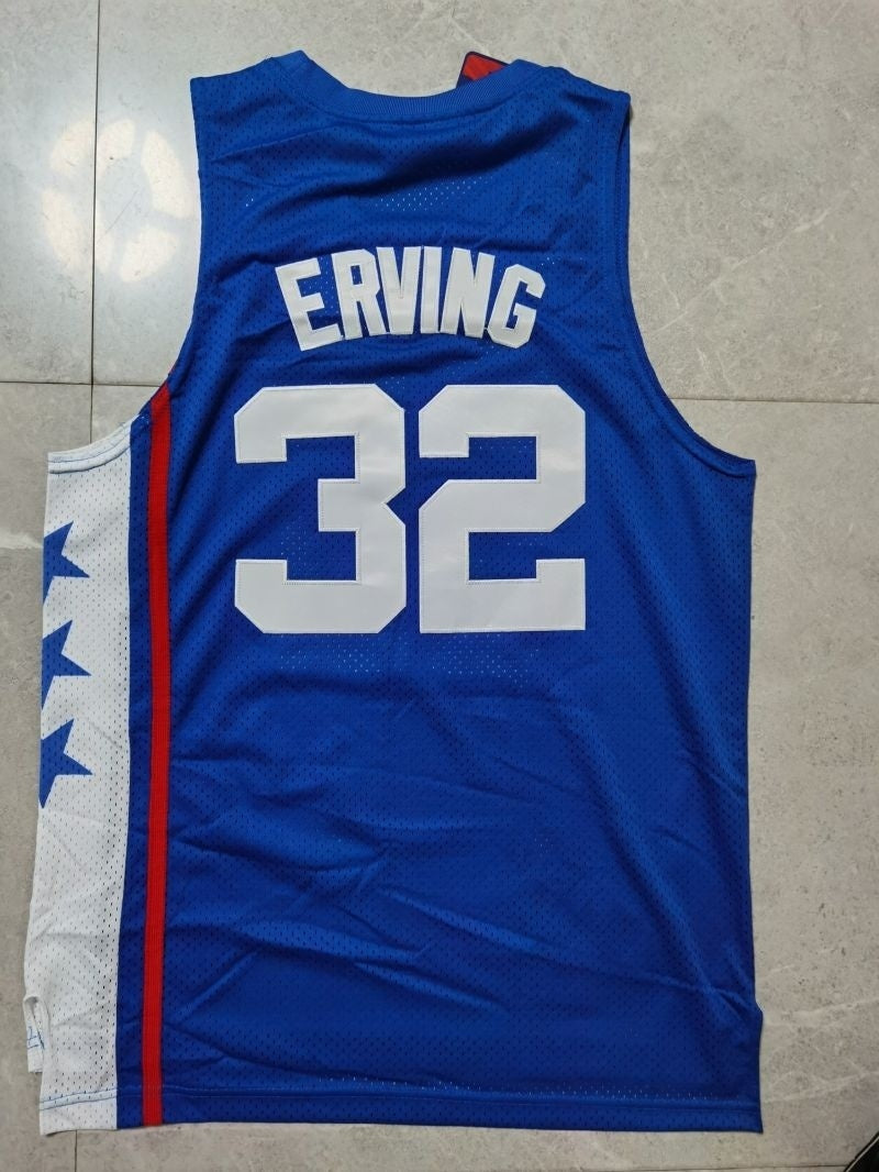 new york nets #32 erving Nets 32#j Dr. J - Blue Retro Jersey Style 2 Basketball Jersey basketball jersey product view 1