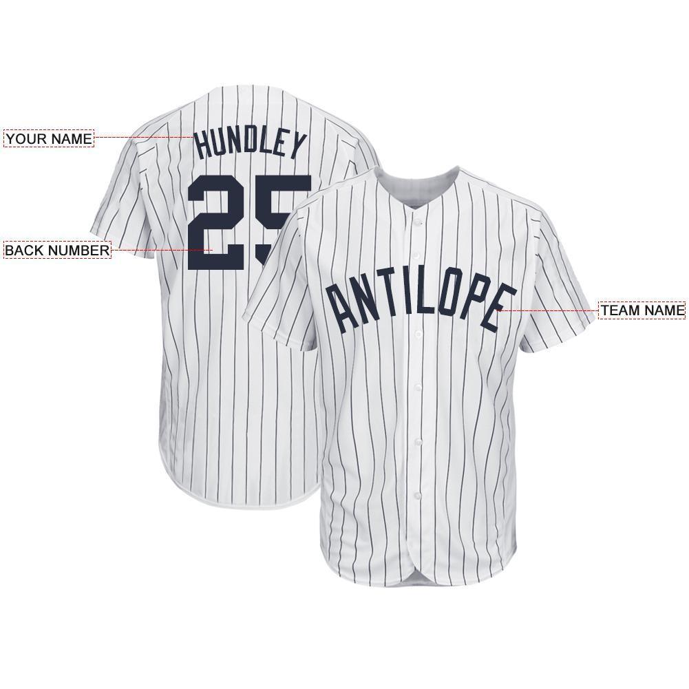Custom White Navy Pinstripe Navy Baseball Jersey baseball jersey product view 3