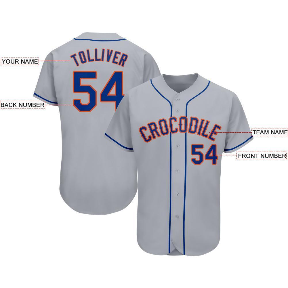 Custom Gray Royal-Orange Baseball Jersey baseball jersey product view 3