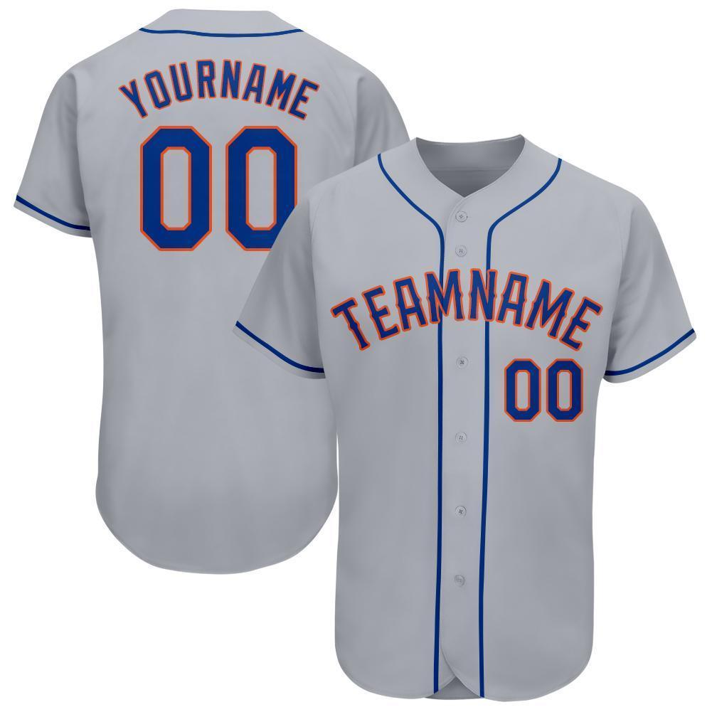 Custom Gray Royal-Orange Baseball Jersey baseball jersey product view 1