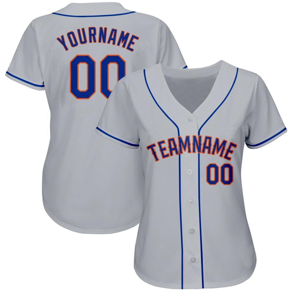Custom Gray Royal-Orange Baseball Jersey baseball jersey product view 2