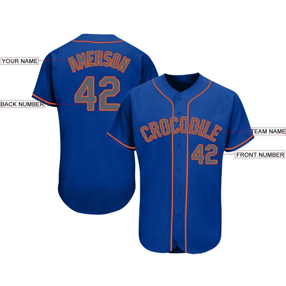 Custom Royal Gray-Orange Baseball Jersey baseball jersey product view 3