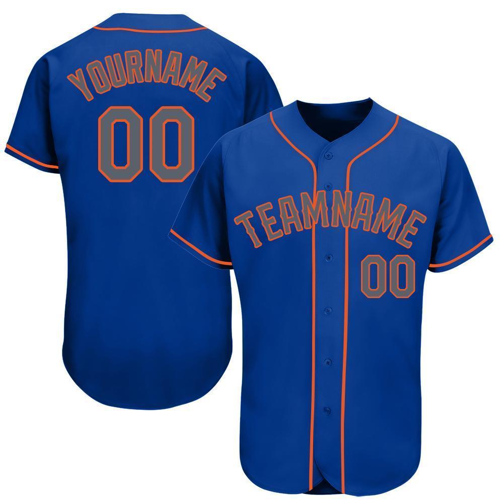 Custom Royal Gray-Orange Baseball Jersey baseball jersey product view 1
