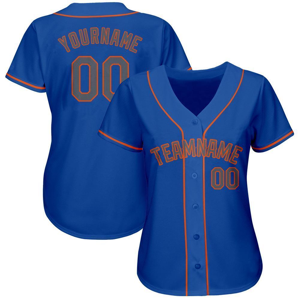 Custom Royal Gray-Orange Baseball Jersey baseball jersey product view 2