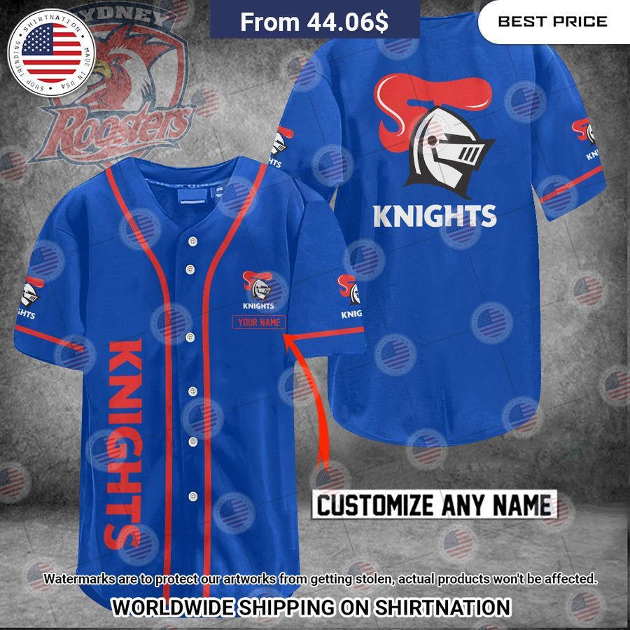 Newcastle Knights Custom Name Baseball Jersey baseball jersey product view 1