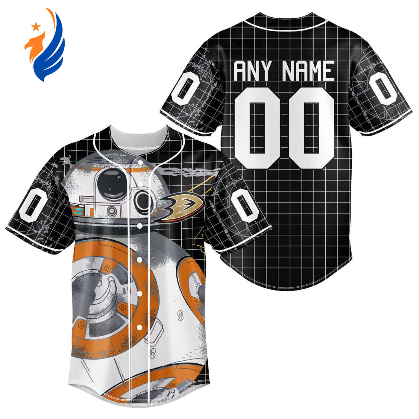 NHL Anaheim Ducks | Specialized Baseball Jersey X BB-8 D Star War - Bafud hockey jersey product view 1