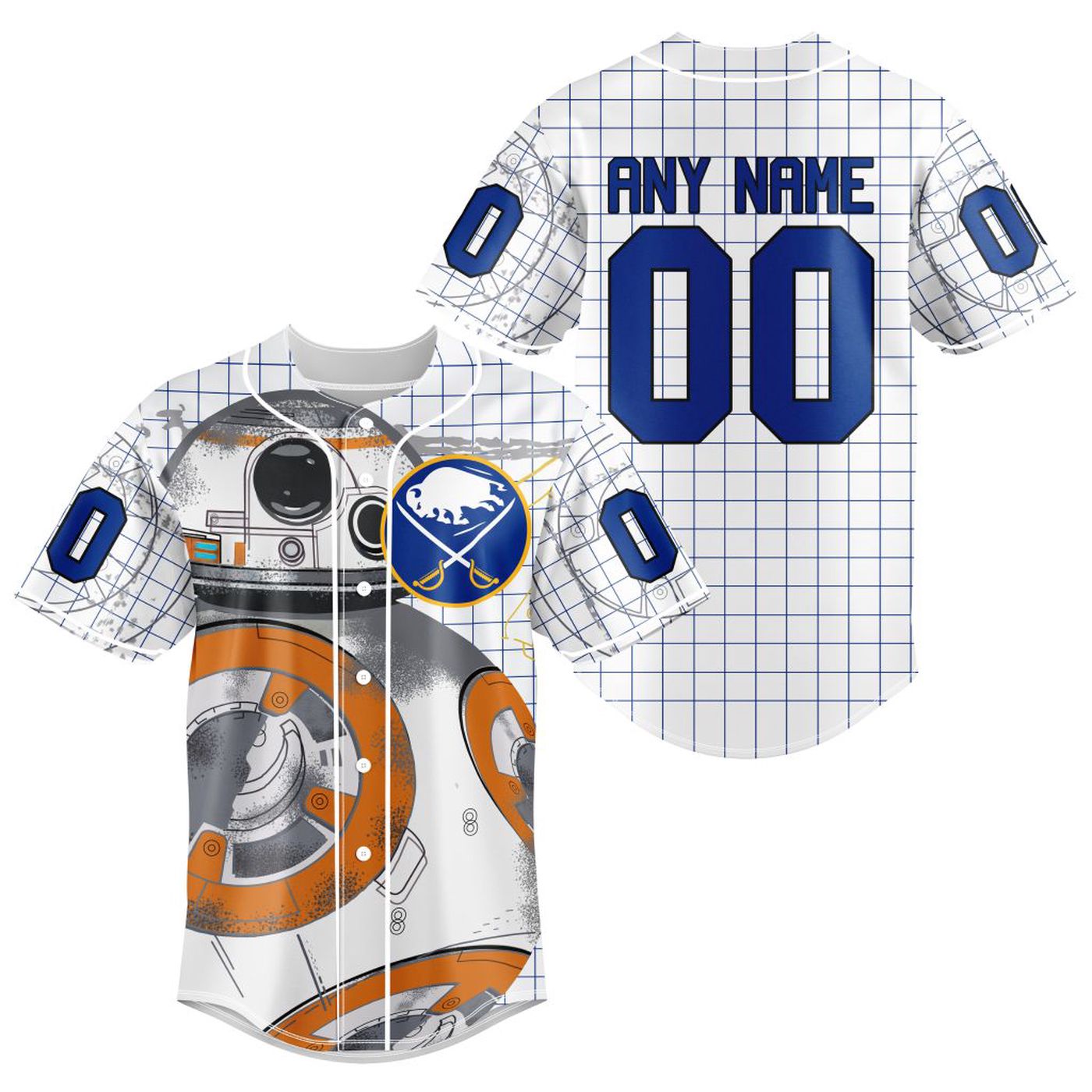 NHL Buffalo Sabres | Specialized Baseball Jersey X BB-8 D Star War - Bafud hockey jersey product view 2