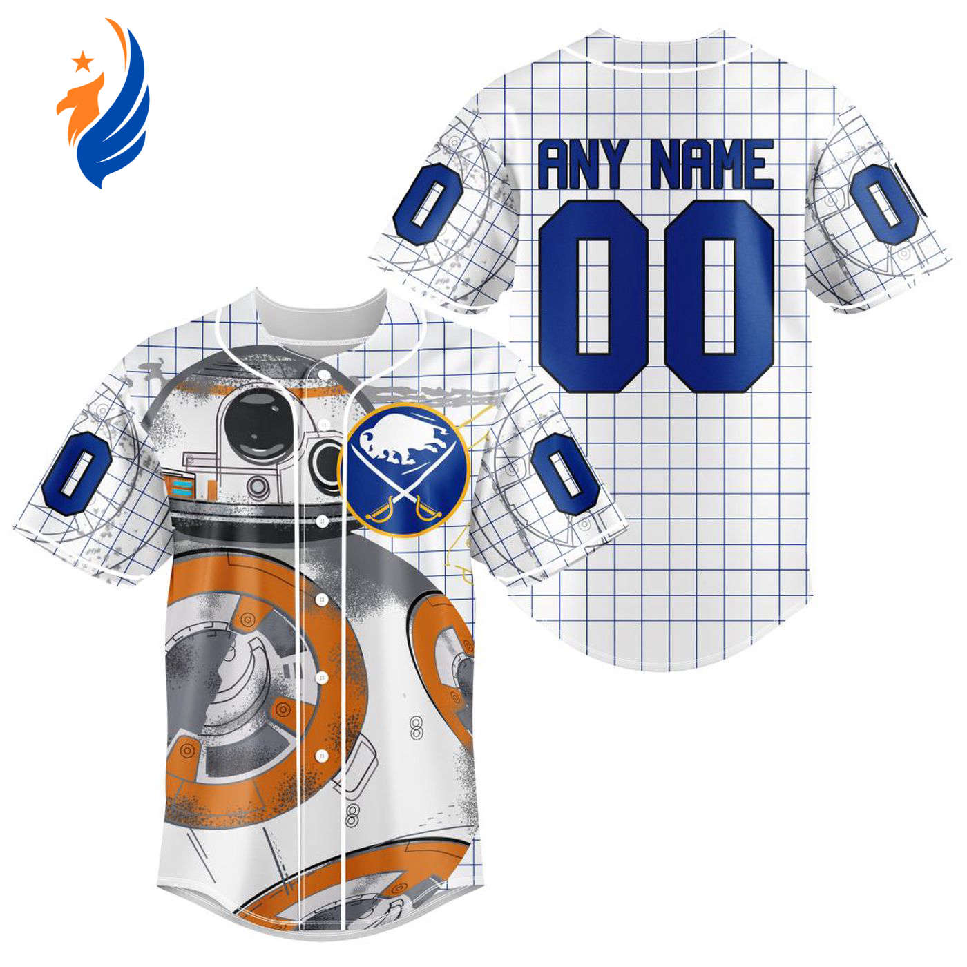 NHL Buffalo Sabres | Specialized Baseball Jersey X BB-8 D Star War - Bafud hockey jersey product view 1