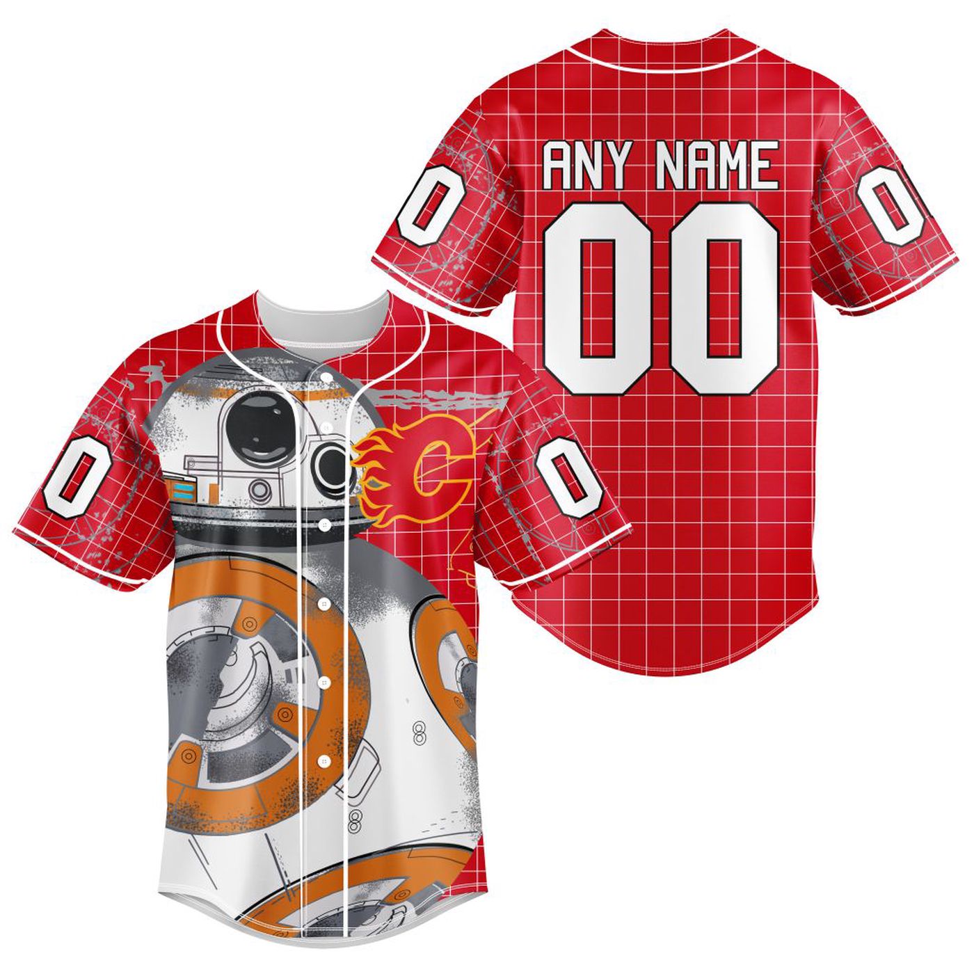 NHL Calgary Flames | Specialized Baseball Jersey X BB-8 D Star War - Bafud hockey jersey product view 2