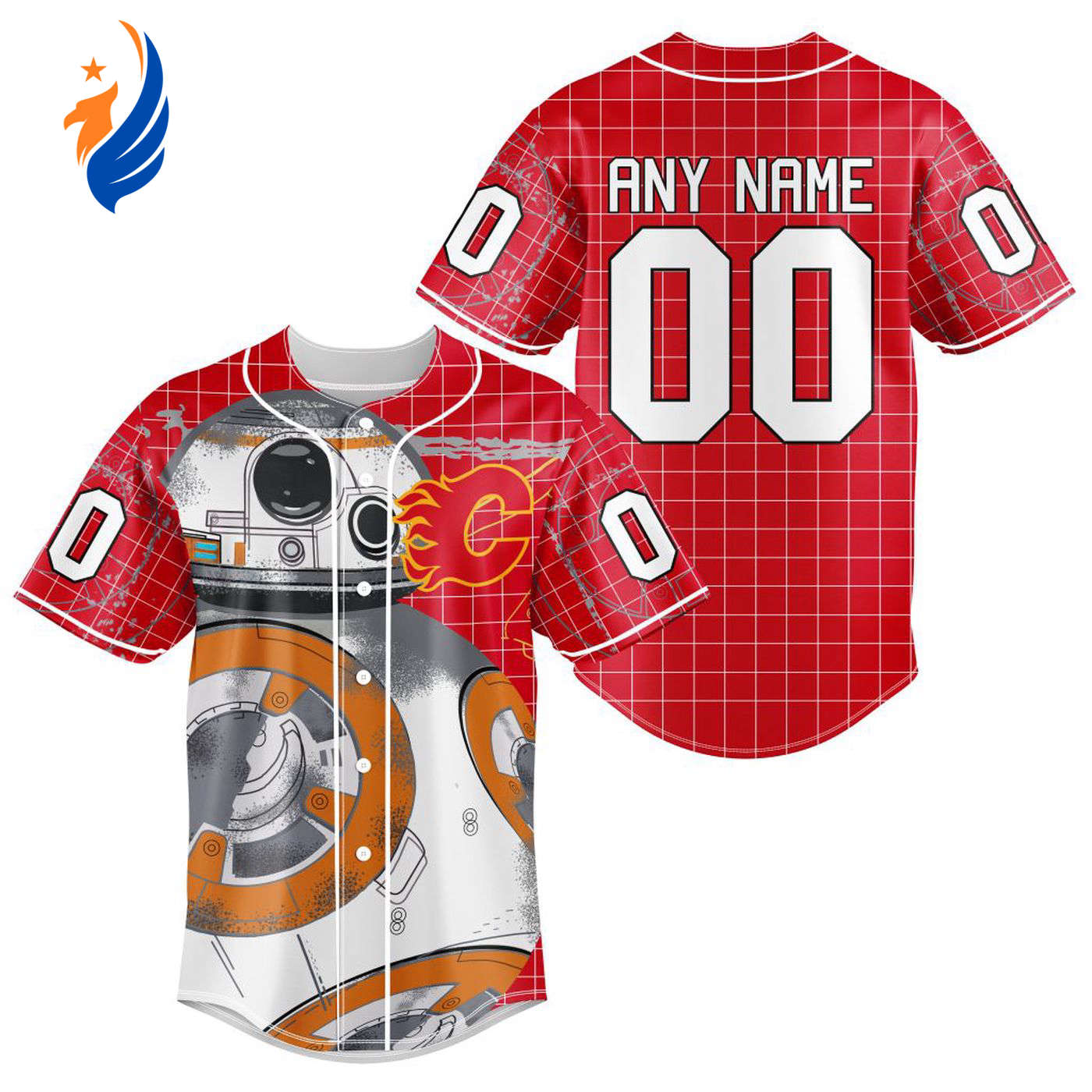 NHL Calgary Flames | Specialized Baseball Jersey X BB-8 D Star War - Bafud hockey jersey product view 1
