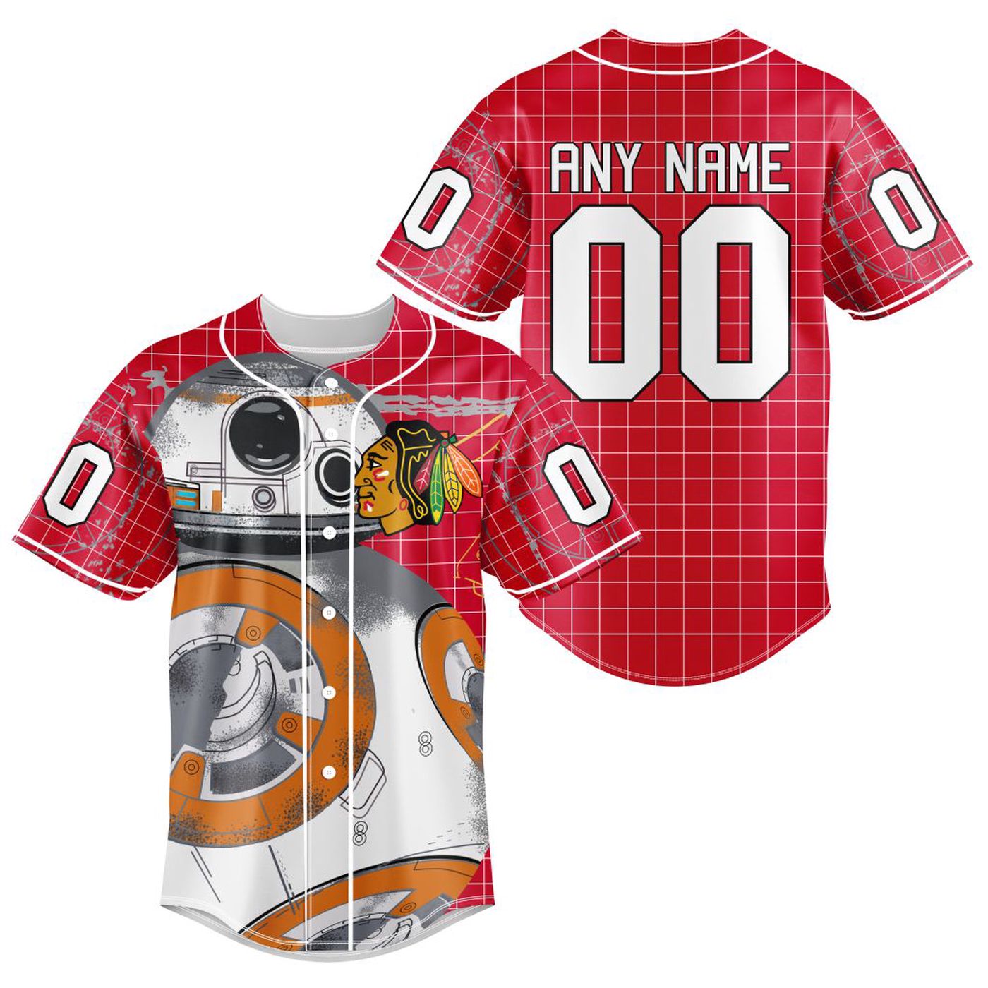 NHL Chicago BlackHawks | Specialized Baseball Jersey X BB-8 D Star War - Bafud hockey jersey product view 2