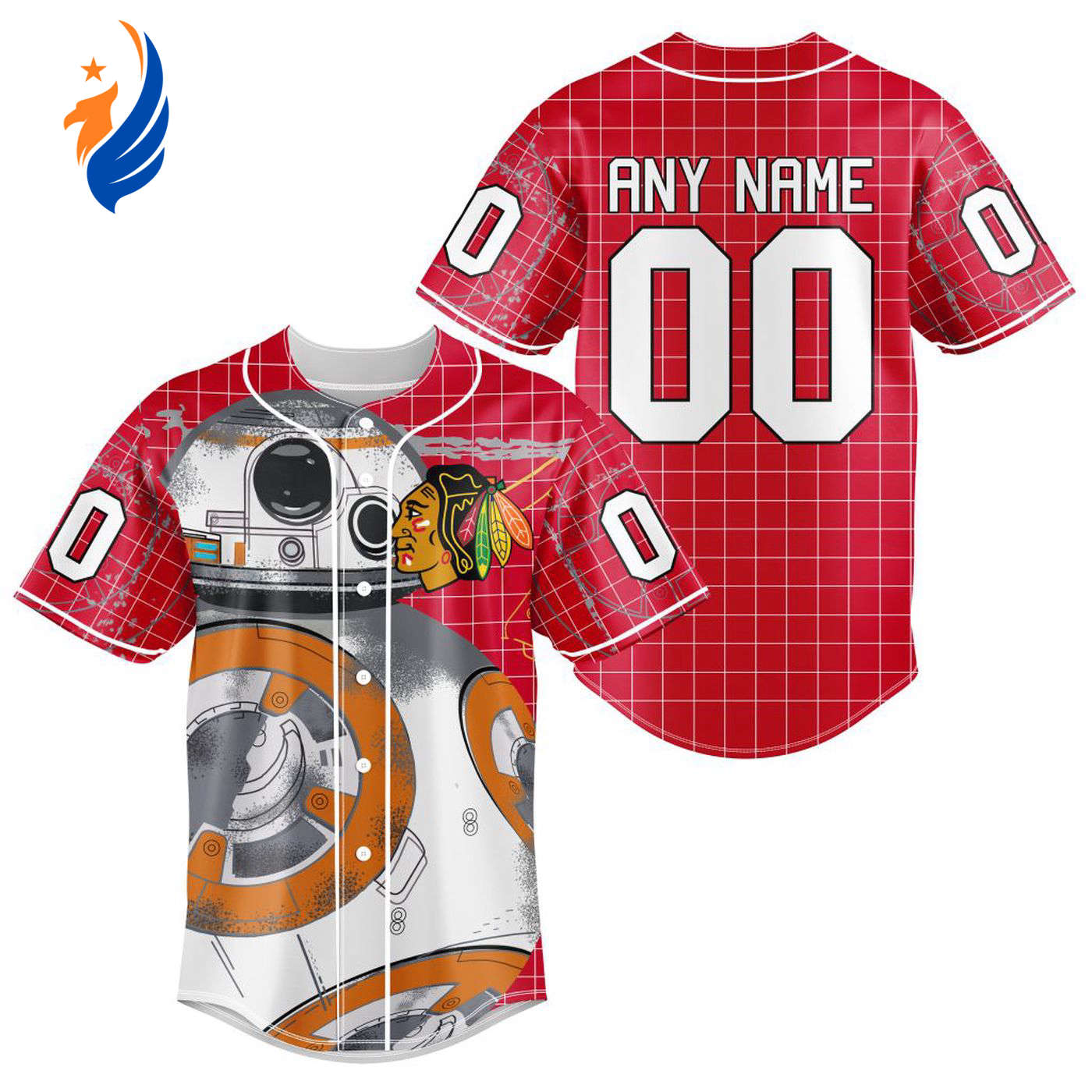 NHL Chicago BlackHawks | Specialized Baseball Jersey X BB-8 D Star War - Bafud hockey jersey product view 1