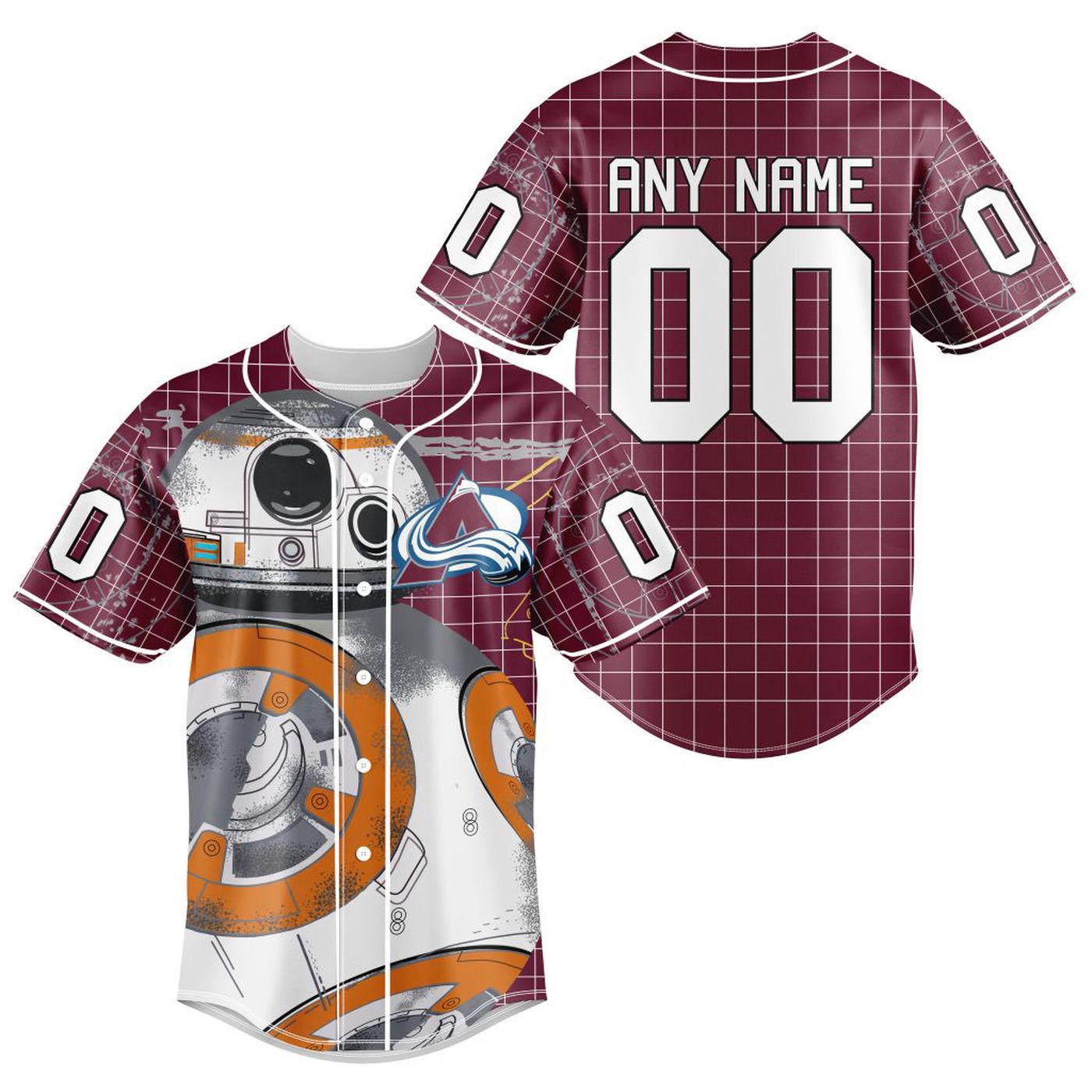 NHL Colorado Avalanche | Specialized Baseball Jersey X BB-8 D Star War - Bafud hockey jersey product view 2