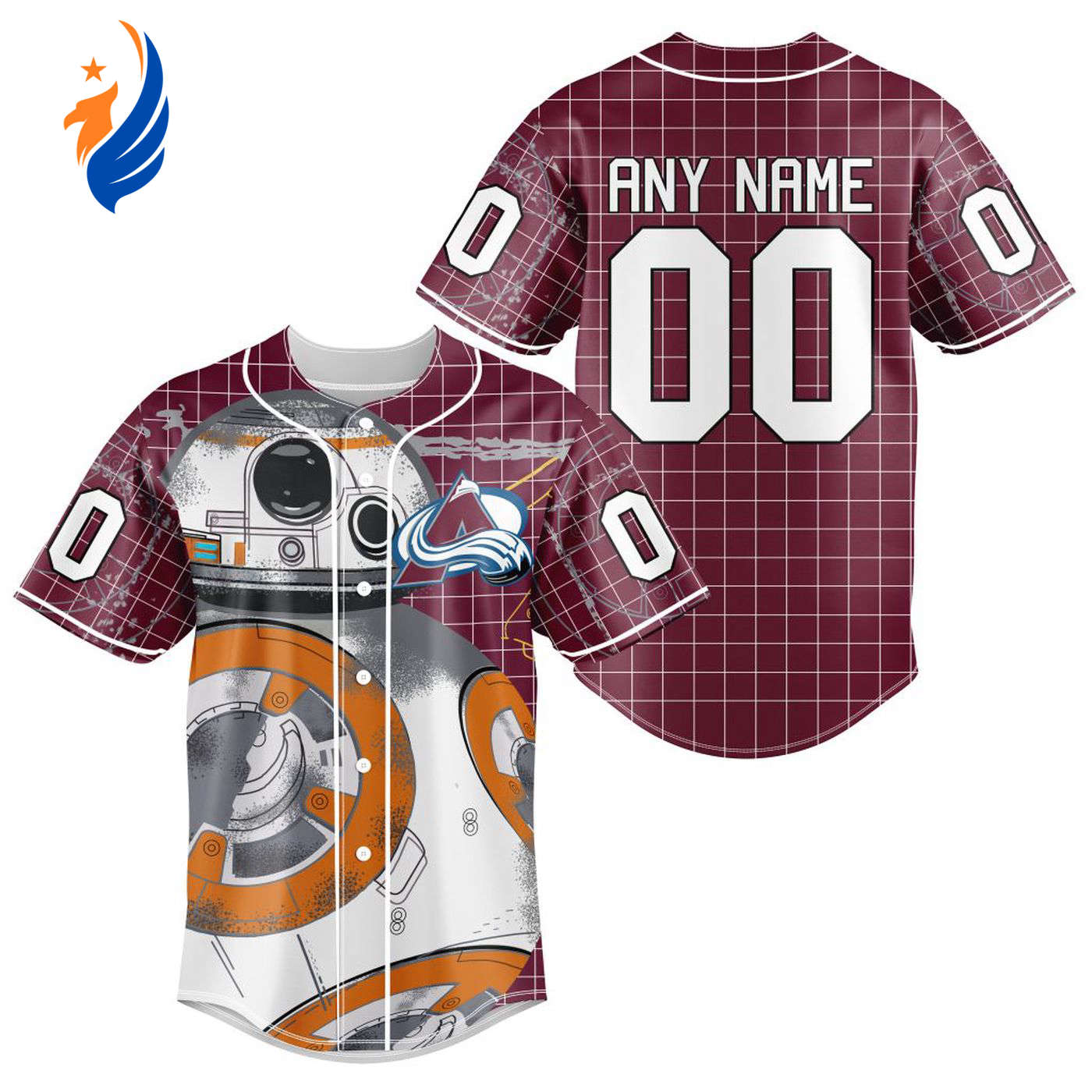 NHL Colorado Avalanche | Specialized Baseball Jersey X BB-8 D Star War - Bafud hockey jersey product view 1