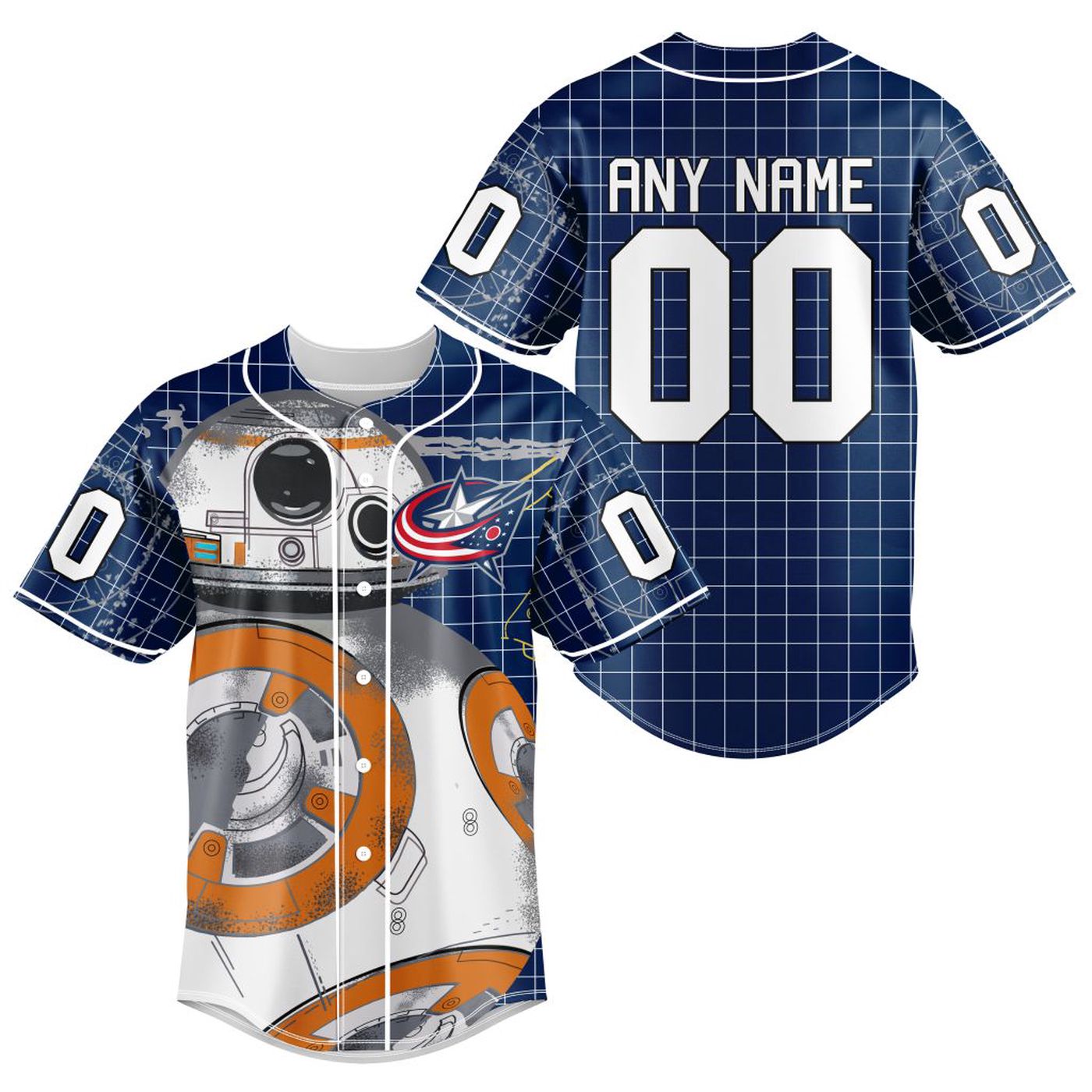 NHL Columbus Blue Jackets | Specialized Baseball Jersey X BB-8 D Star War - Bafud hockey jersey product view 2