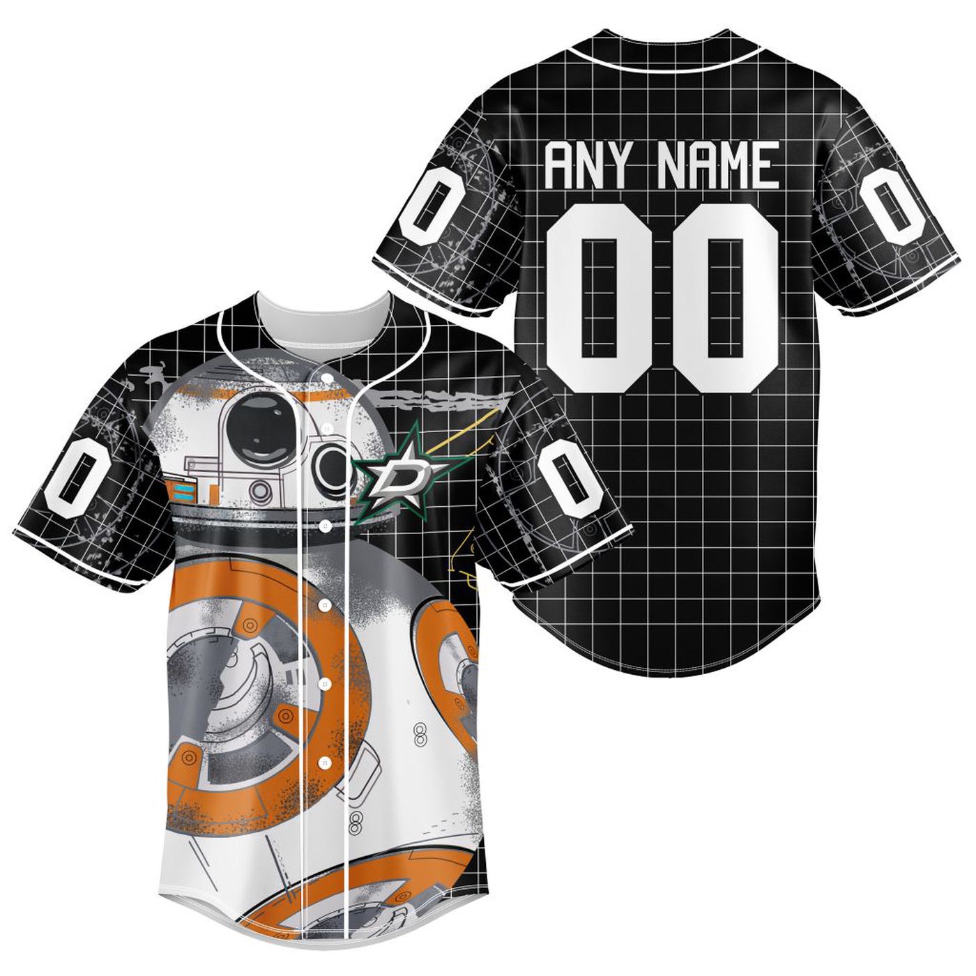NHL Dallas Stars | Specialized Baseball Jersey X BB-8 D Star War - Bafud hockey jersey product view 2