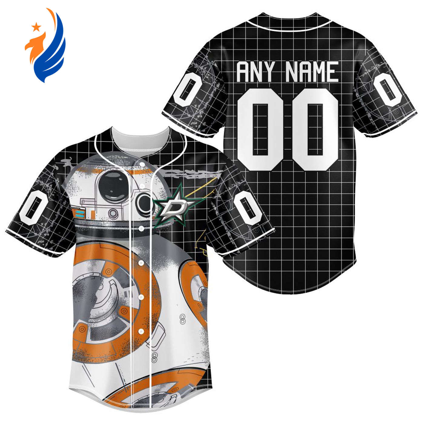 NHL Dallas Stars | Specialized Baseball Jersey X BB-8 D Star War - Bafud hockey jersey product view 1