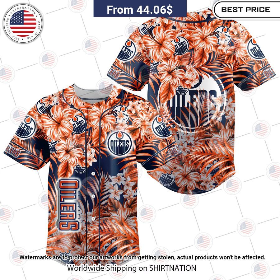 NHL Edmonton Oilers Design Baseball Jersey hockey jersey product view 1