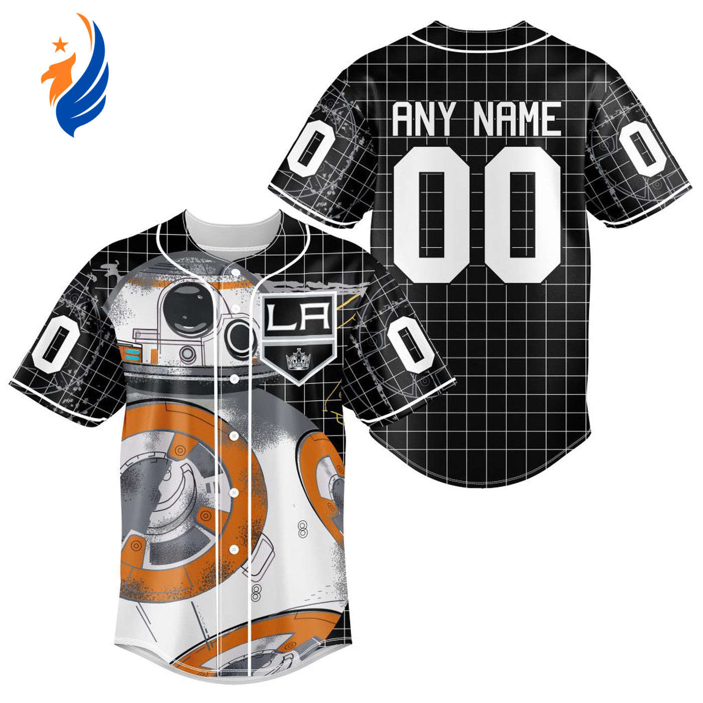 NHL Los Angeles Kings | Specialized Baseball Jersey X BB-8 D Star War - Bafud hockey jersey product view 1
