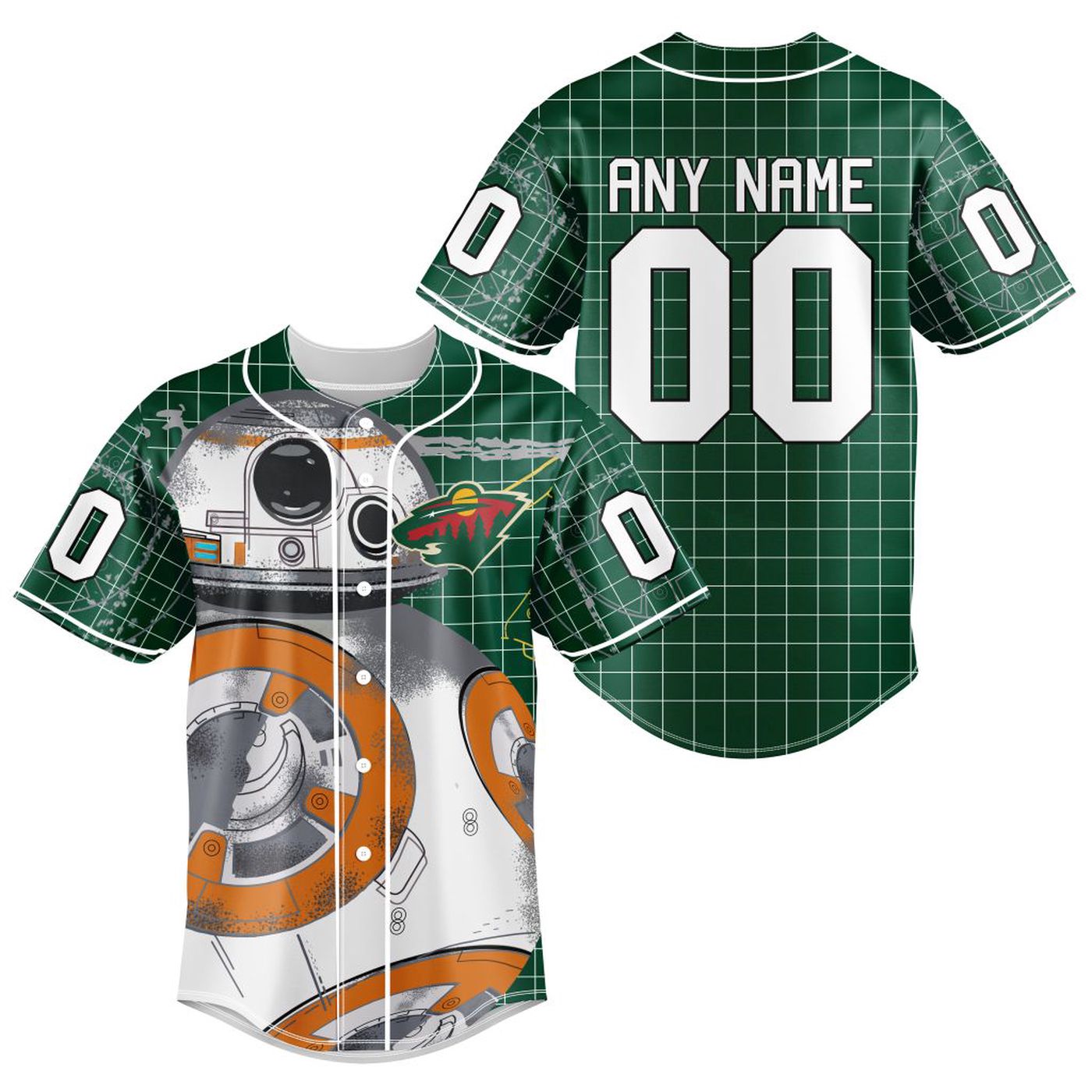 NHL Minnesota Wild | Specialized Baseball Jersey X BB-8 D Star War - Bafud hockey jersey product view 2