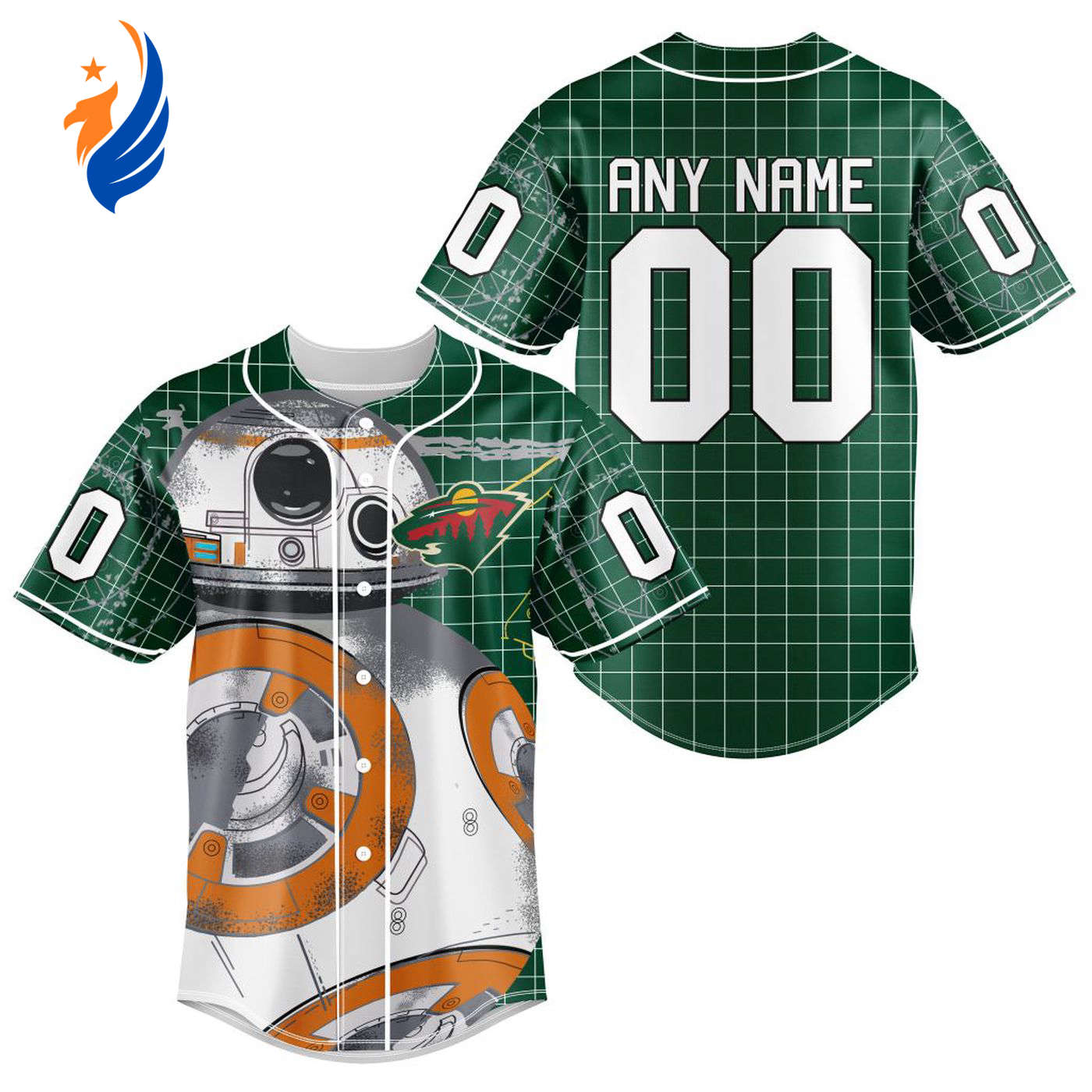 NHL Minnesota Wild | Specialized Baseball Jersey X BB-8 D Star War - Bafud hockey jersey product view 1
