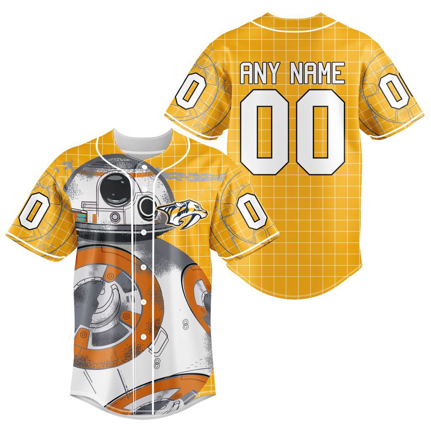 NHL Nashville Predators | Specialized Baseball Jersey X BB-8 D Star War - Bafud hockey jersey product view 2