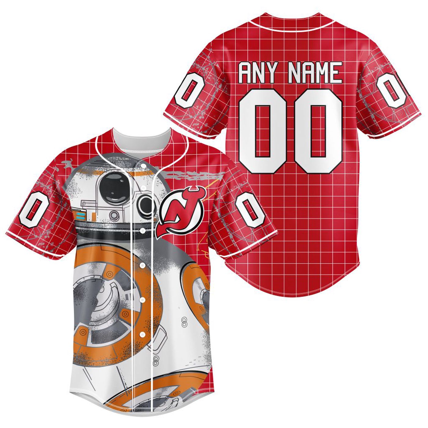 NHL New Jersey Devils | Specialized Baseball Jersey X BB-8 D Star War - Bafud hockey jersey product view 2