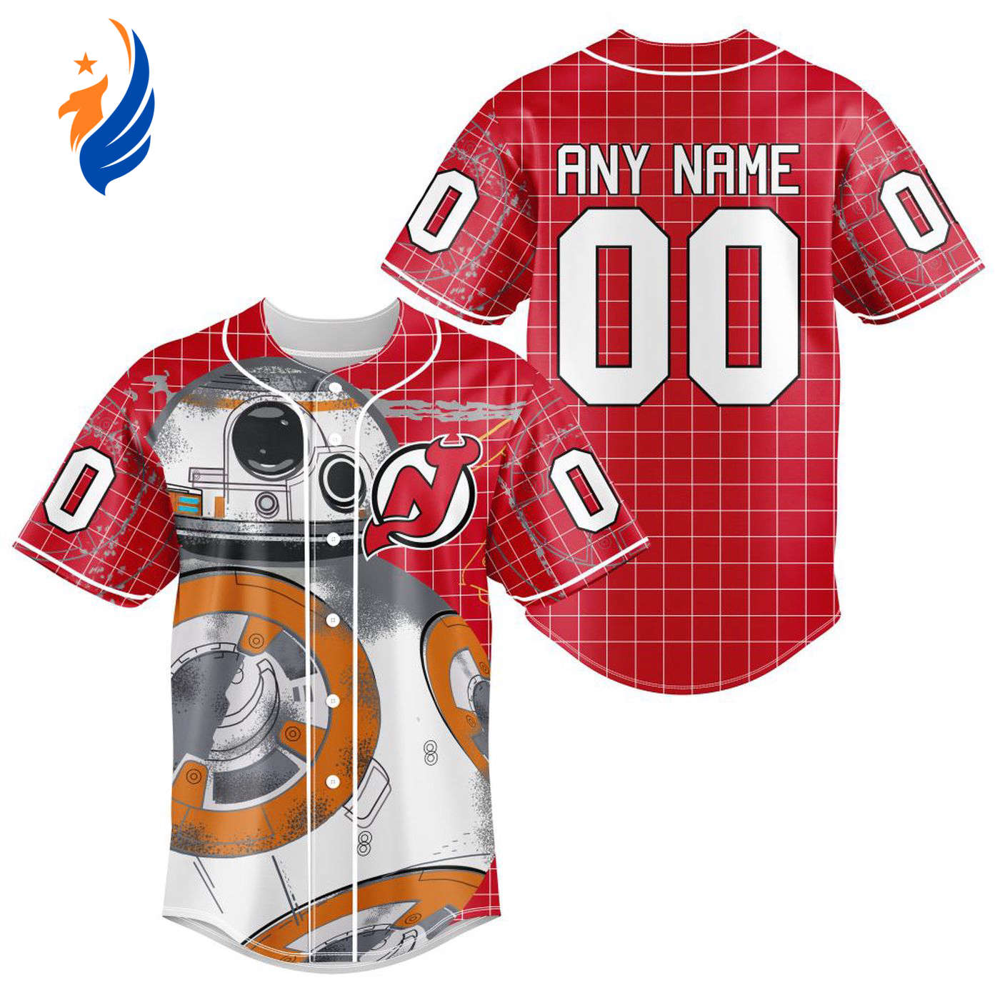 NHL New Jersey Devils | Specialized Baseball Jersey X BB-8 D Star War - Bafud hockey jersey product view 1