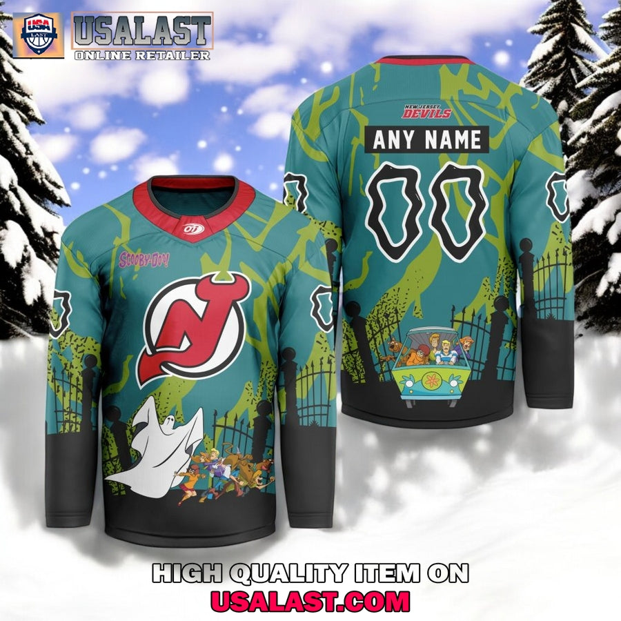 NHL New Jersey Devils x Scooby Doo Hockey Jersey hockey jersey product view 1