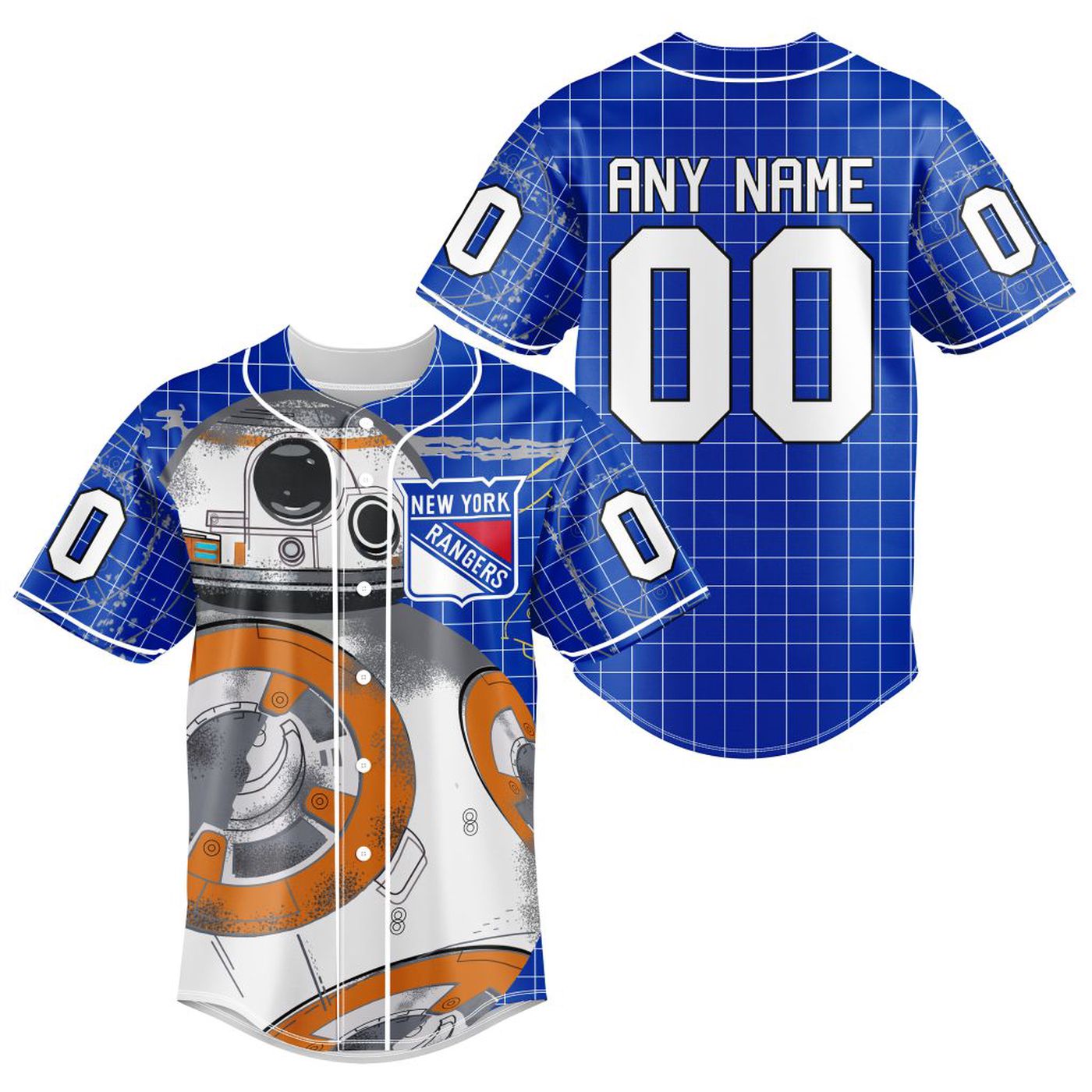 NHL New York Rangers | Specialized Baseball Jersey X BB-8 D Star War - Bafud hockey jersey product view 2