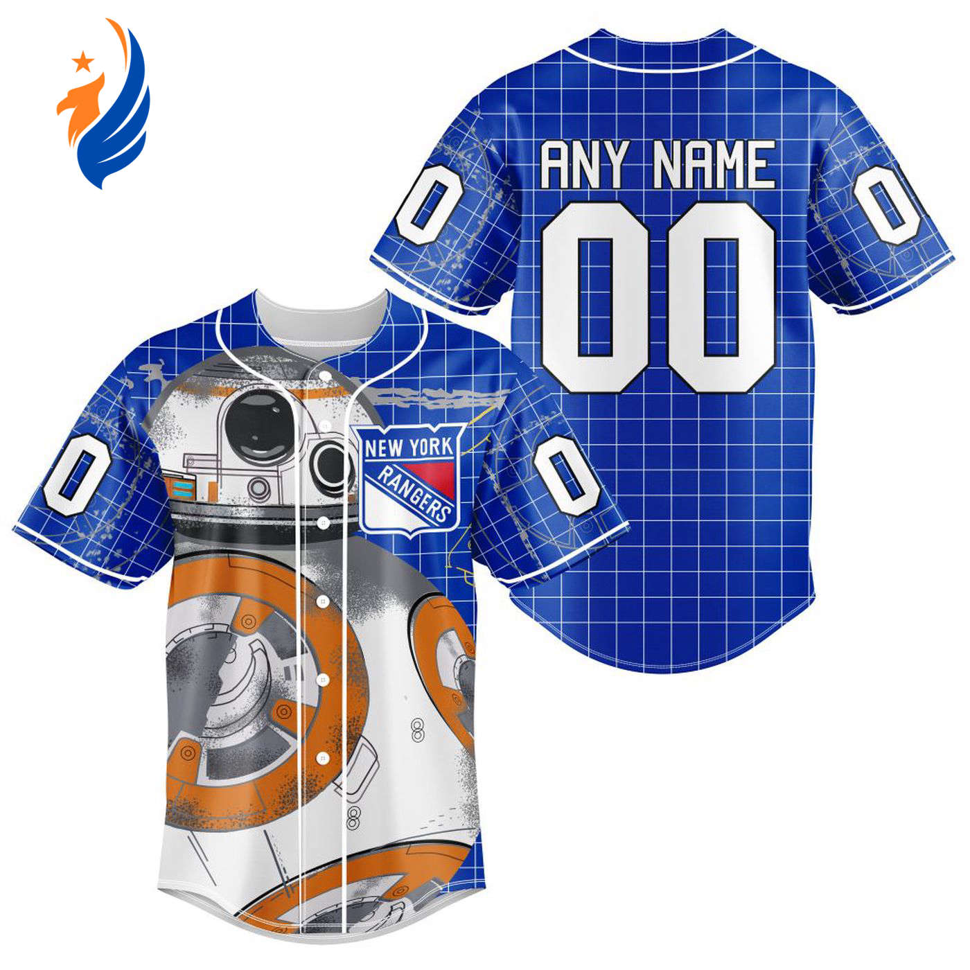 NHL New York Rangers | Specialized Baseball Jersey X BB-8 D Star War - Bafud hockey jersey product view 1