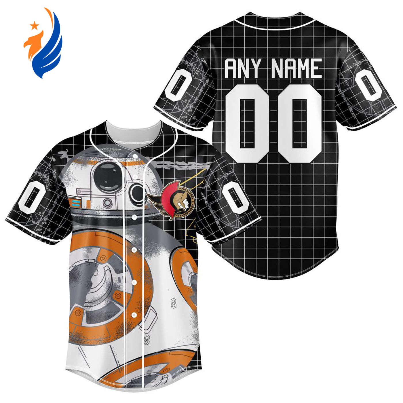 NHL Ottawa Senators | Specialized Baseball Jersey X BB-8 D Star War - Bafud hockey jersey product view 1