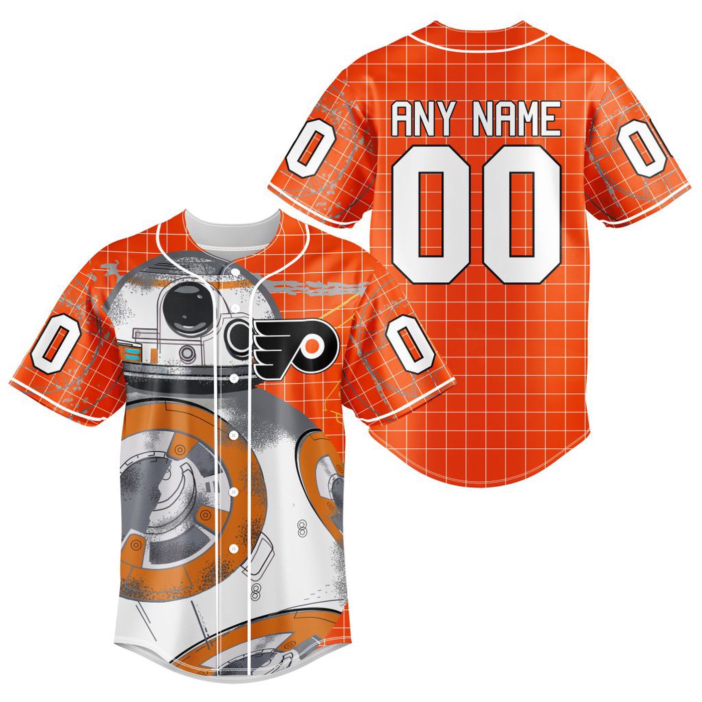 NHL Philadelphia Flyers | Specialized Baseball Jersey X BB-8 D Star War - Bafud hockey jersey product view 2