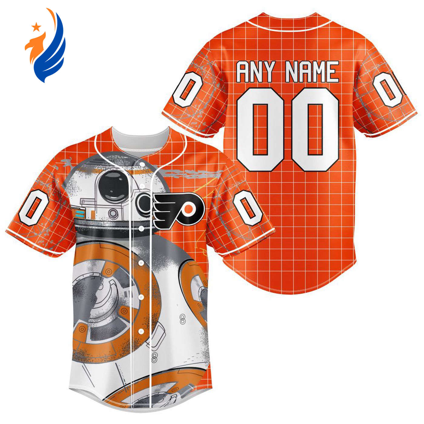 NHL Philadelphia Flyers | Specialized Baseball Jersey X BB-8 D Star War - Bafud hockey jersey product view 1