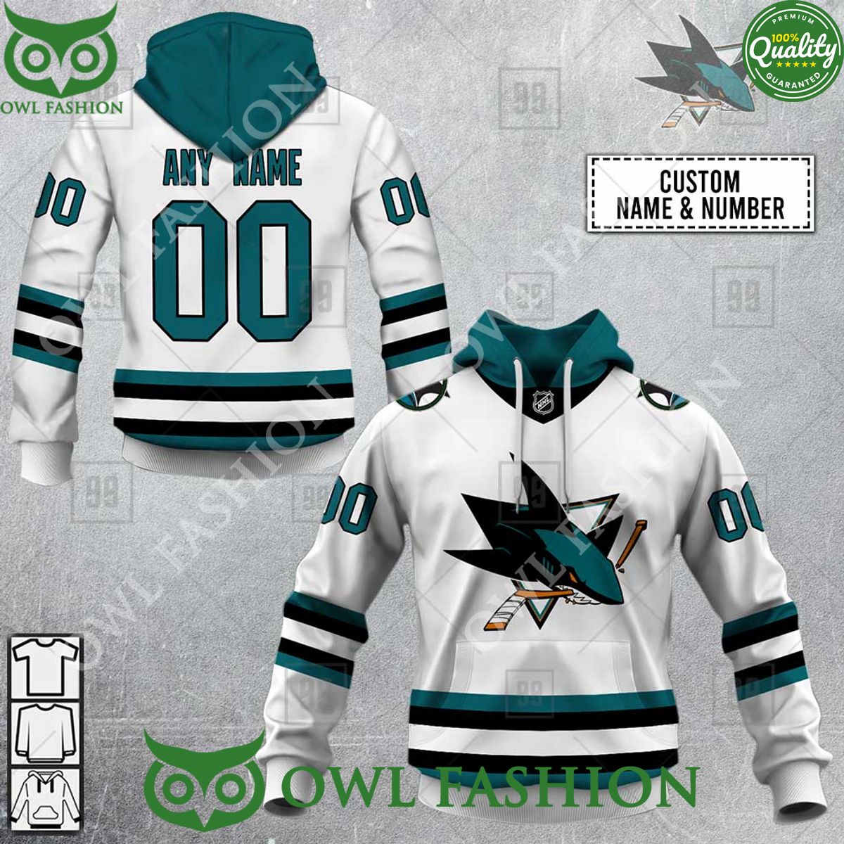NHL San Jose Sharks Jersey Personalized Hoodie shirt hockey jersey product view 1