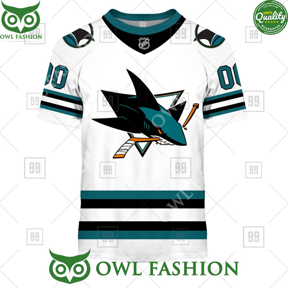 NHL San Jose Sharks Jersey Personalized Hoodie shirt hockey jersey product view 3