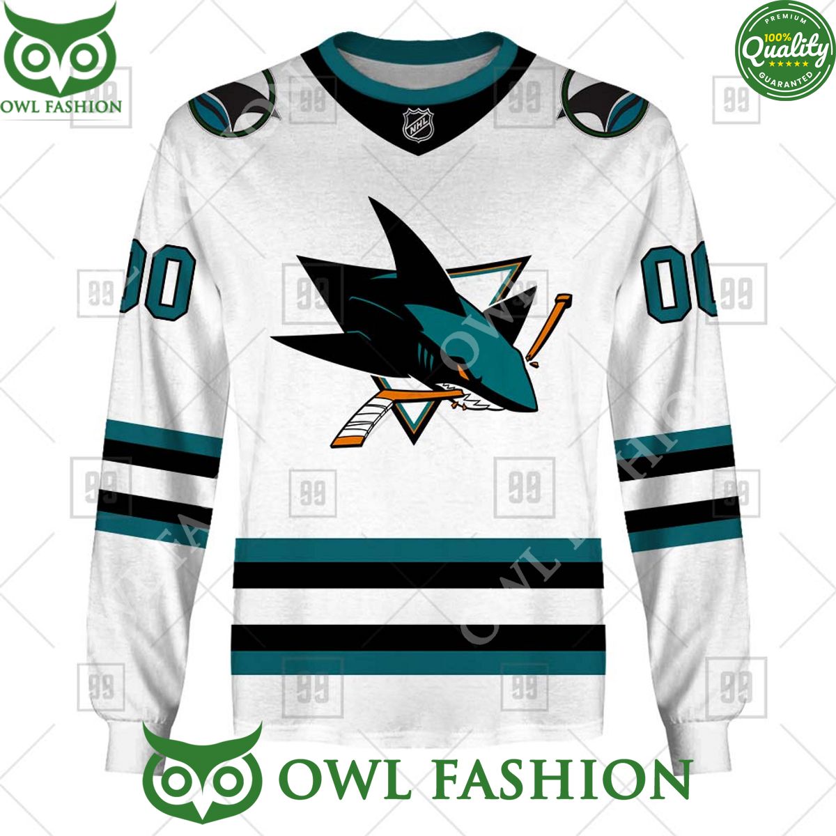 NHL San Jose Sharks Jersey Personalized Hoodie shirt hockey jersey product view 4