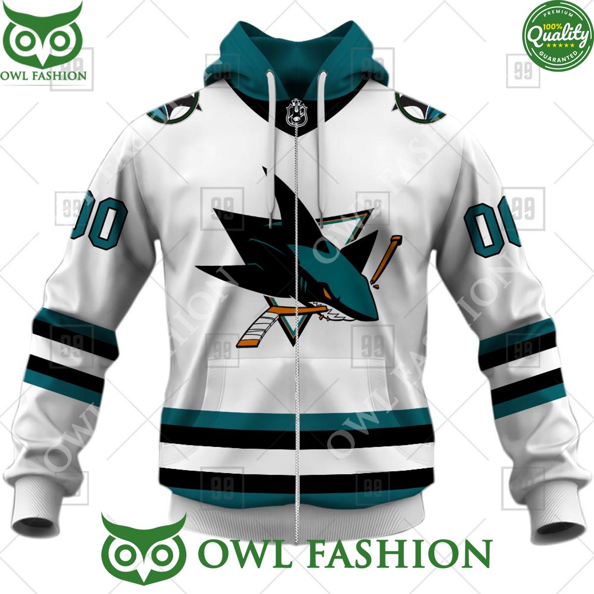 NHL San Jose Sharks Jersey Personalized Hoodie shirt hockey jersey product view 5